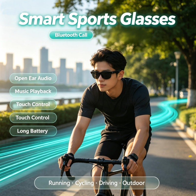 Audio Music In - Intelligente Sportbrille mit offener Ohrmuschel, Bluetooth-Anruf,