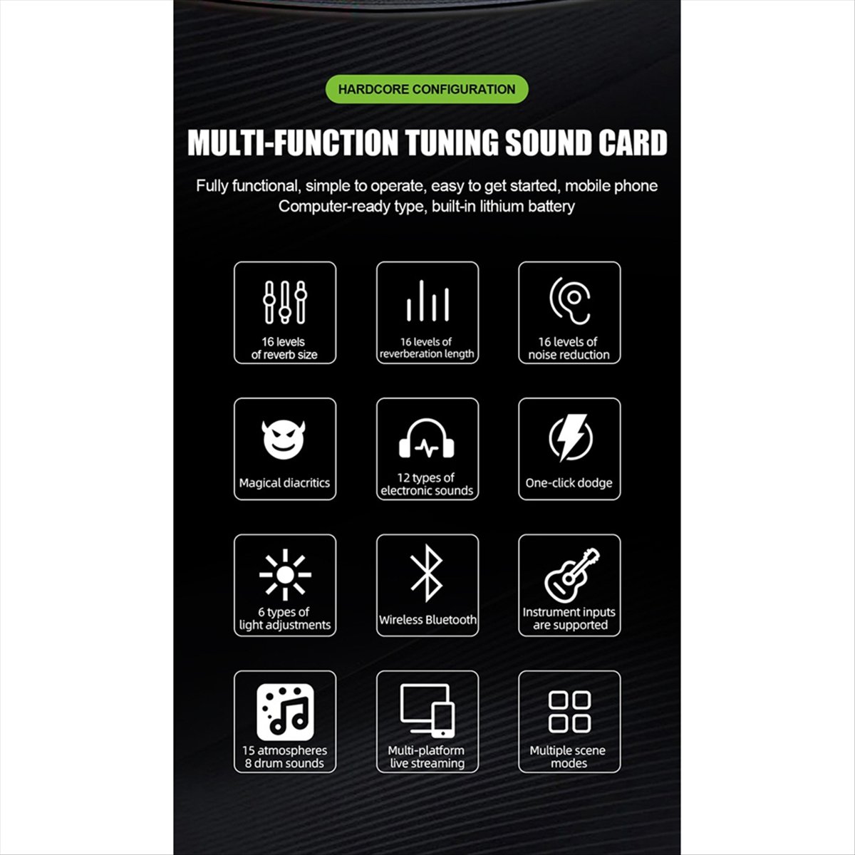 Audio Music Voice Changer - DT77 SN800 Live-Soundkarte Stimmverzerrer Audio-Mixer für